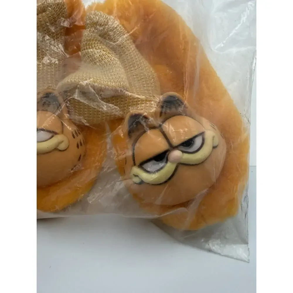 Vintage 1978 Garfield Plush Slippers Plastic Face Toddler Size Small 6